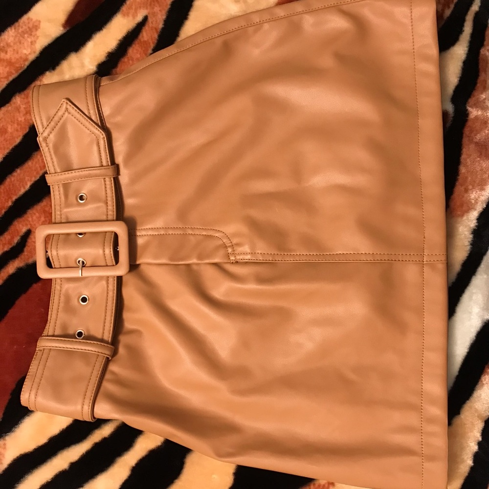 Camel faux leather skirt